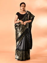 Dista Elora Pure Banarasi Weaving Silk Saree- Grey, view 6