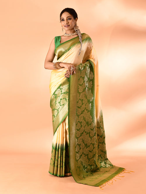 Dista Elora Pure Banarasi Weaving Silk Saree- Light Yellow