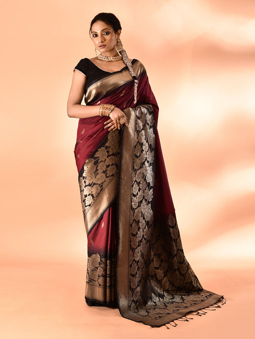Dista Elora Pure Banarasi Weaving Silk Saree- Maroon
