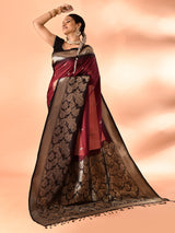 Dista Elora Pure Banarasi Weaving Silk Saree- Maroon, view 2