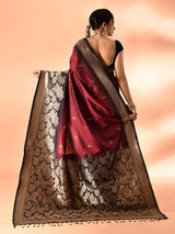 Dista Elora Pure Banarasi Weaving Silk Saree- Maroon, view 3