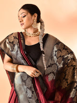 Dista Elora Pure Banarasi Weaving Silk Saree- Maroon, view 4