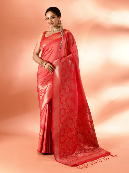 Dista Elora Pure Banarasi Weaving Silk Saree- Peach