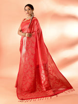 Dista Elora Pure Banarasi Weaving Silk Saree- Peach, view 2