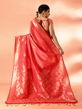 Dista Elora Pure Banarasi Weaving Silk Saree- Peach, view 3