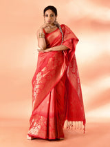 Dista Elora Pure Banarasi Weaving Silk Saree- Peach, view 4