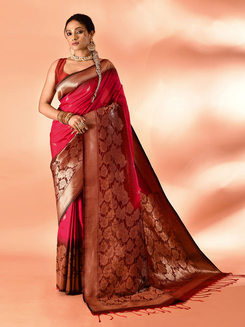 Dista Elora Pure Banarasi Weaving Silk Saree- Pink