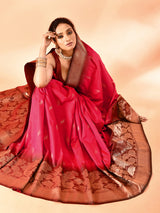 Dista Elora Pure Banarasi Weaving Silk Saree- Pink, view 6
