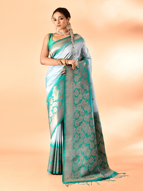 Dista Elora Pure Banarasi Weaving Silk Saree- Sky Blue