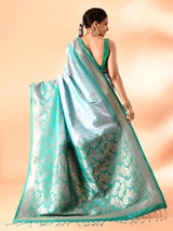 Dista Elora Pure Banarasi Weaving Silk Saree- Sky Blue, view 2