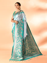 Dista Elora Pure Banarasi Weaving Silk Saree- Sky Blue, view 3