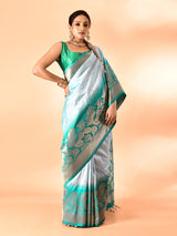 Dista Elora Pure Banarasi Weaving Silk Saree- Sky Blue, view 5