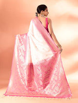 Dista Elora Pure Banarasi Weaving Silk Saree- White, view 2