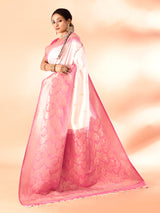 Dista Elora Pure Banarasi Weaving Silk Saree- White, view 3