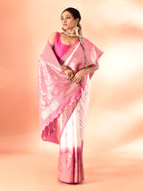 Dista Elora Pure Banarasi Weaving Silk Saree- White, view 5