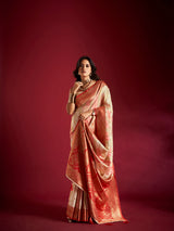 Dista Elora Pure Soft Silk Banarasi Weaving Saree- Multicolor, view 3
