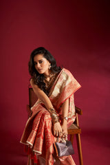 Dista Elora Pure Soft Silk Banarasi Weaving Saree- Multicolor, view 4