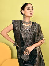 Dista Elora Pure Soft Silk Banarasi Weaving Silk Saree- Grey, view 2