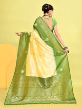 Dista Elora Pure Soft Silk Banarasi Weaving Silk Saree- Light Yellow, view 2