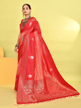 Dista Elora Pure Soft Silk Banarasi Weaving Silk Saree- Peach, view 2