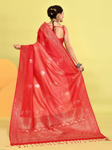 Dista Elora Pure Soft Silk Banarasi Weaving Silk Saree- Peach, view 3