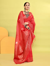 Dista Elora Pure Soft Silk Banarasi Weaving Silk Saree- Peach, view 6