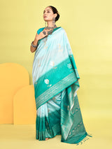 Dista Elora Pure Soft Silk Banarasi Weaving Silk Saree- Sky Blue, view 4