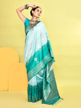 Dista Elora Pure Soft Silk Banarasi Weaving Silk Saree- Sky Blue, view 5