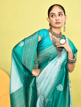 Dista Elora Pure Soft Silk Banarasi Weaving Silk Saree- Sky Blue, view 6