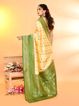 Dista Elora Pure Soft Silk Woven Designed Banarasi Saree- Light Yellow, view 2