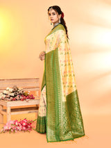 Dista Elora Pure Soft Silk Woven Designed Banarasi Saree- Light Yellow, view 3