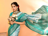 Dista Elora Pure Soft Silk Woven Designed Banarasi Saree- Sky Blue, view 3