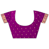 Dista Elora Purple Lichi Silk Floral Motifs Zari Weaving Paithani Saree, view 5