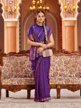 Dista Elora Purple Soft Silk Kanjivaram Zari Jacquard Work Designer Saree, view 2
