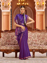 Dista Elora Purple Soft Silk Kanjivaram Zari Jacquard Work Designer Saree, view 3