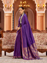 Dista Elora Purple Soft Silk Kanjivaram Zari Jacquard Work Designer Saree, view 4