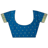 Dista Elora Rama Blue Lichi Silk Floral Motifs Zari Weaving Paithani Saree, view 5