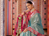 Dista Elora Rama Zari Tissue Solid Banarasi Silk Woven Jacquard Work Designer Saree, view 6
