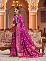 Dista Elora Rani Pink Soft Silk Patola Zari Jacquard Work Designer Saree, view 4