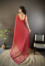 Dista Elora Red Georgette Sequence Attractive Foil Print Fancy Georgette Saree, view 3