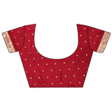 Dista Elora Red Lichi Silk Floral & Meena Weaving Zari Worked Paithani Saree, view 5