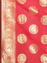 Dista Elora Red Silk Blend Banarasi Woven Designer Saree For Women, view 3