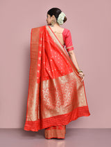 Dista Elora Red Silk Blend Woven Designer Banarasi Saree For Women, view 2