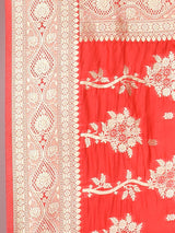 Dista Elora Red Silk Blend Woven Designer Banarasi Saree For Women, view 5