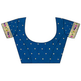 Dista Elora Royal Blue Lichi Silk Paithani Peacock Motifs Zari Work Saree, view 5