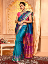 Dista Elora Royal Blue Pure Banarasi Weaving Silk Saree, view 3