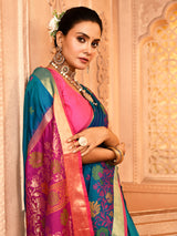 Dista Elora Royal Blue Pure Banarasi Weaving Silk Saree, view 4