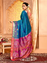 Dista Elora Royal Blue Pure Banarasi Weaving Silk Saree, view 6