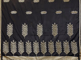 Dista Elora Satin Silk Floral Motifs Zari Weaving Banarasi Saree(Black, view 5