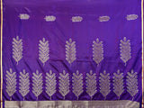 Dista Elora Satin Silk Floral Motifs Zari Weaving Banarasi Saree(Purple, view 5